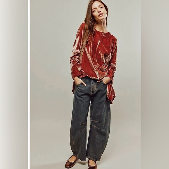 Free People Back To Business Velvet Top XL - Picture 3 of 16